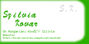 szilvia kovar business card